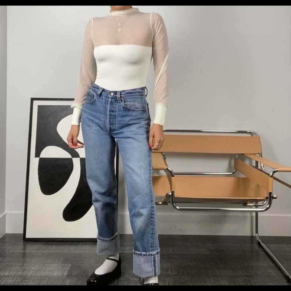 Cream mesh and stretch top - REPOSHED